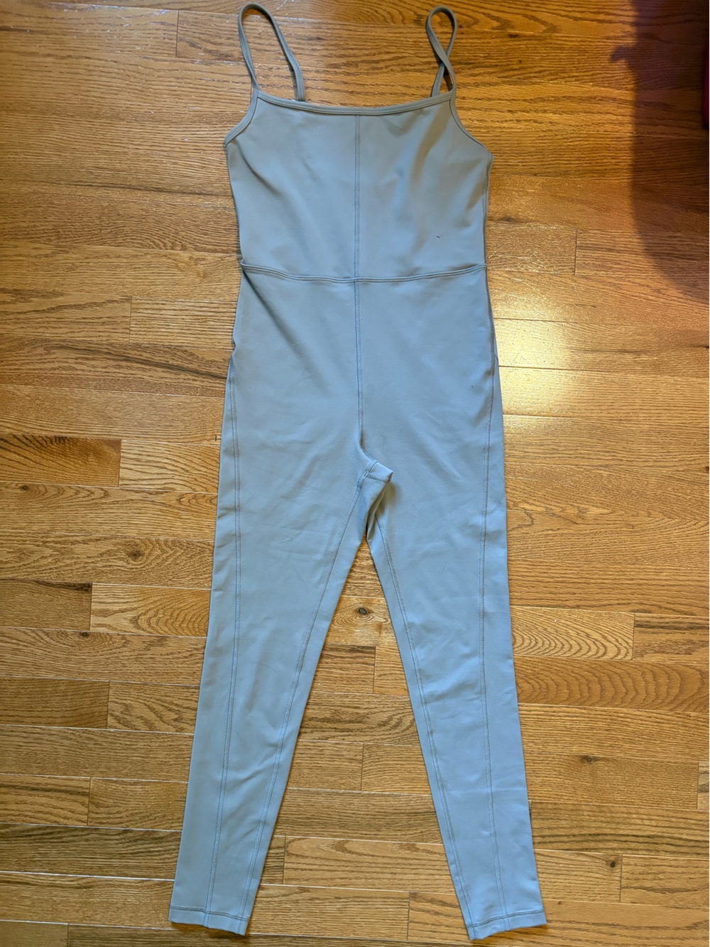 Aritzia Taupe Spaghetti-Strap Stretch Jumpsuit